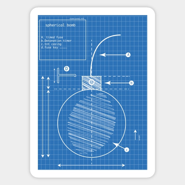 bomb blueprint Sticker by nickemporium1